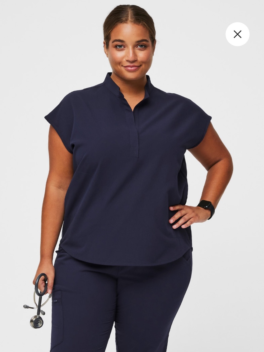 Figs Rafaela Oversized Scrub Top | Navy / XL